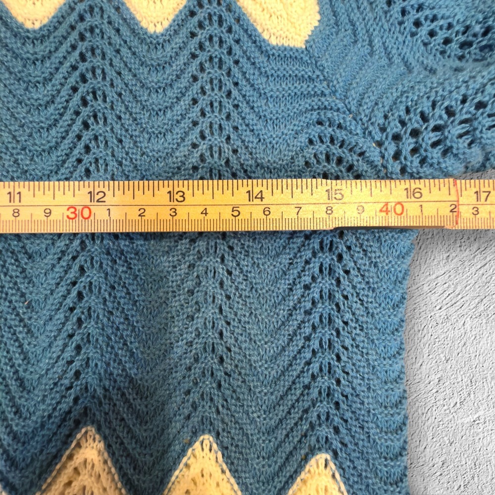 Heartloom Crochet Knit Polo Dress M Colorblock Zig Zag Stripe Cotton Retro Mod - Picture 14 of 14